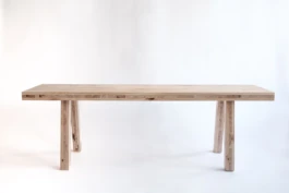 A bespoke pine timber bench photographed on a white background.