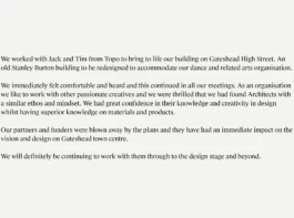 Topo Architects client testimonial from a dance charity