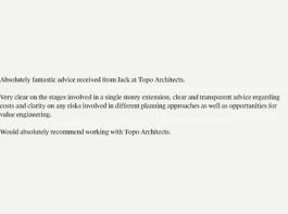 Topo Architects client testimonial from a home extension