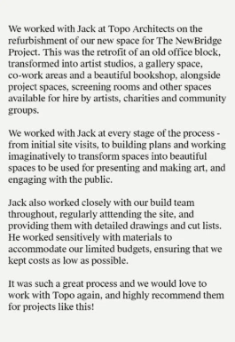 Topo Architects client testimonial from the new bridge project